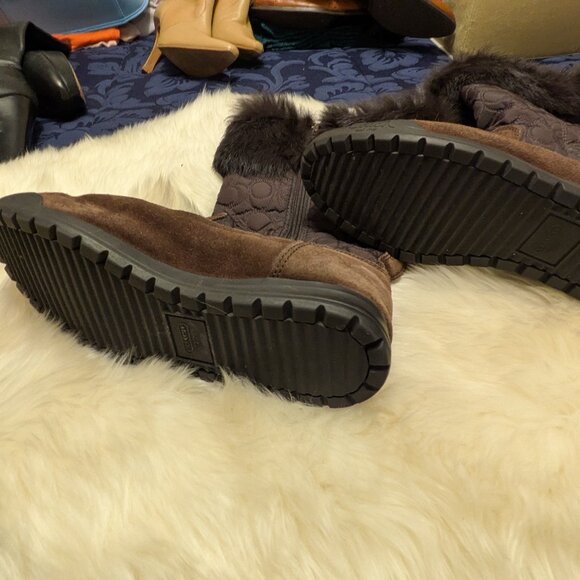 Brown Coach Suede Quilted Talon Boot - Picture 7 of 9